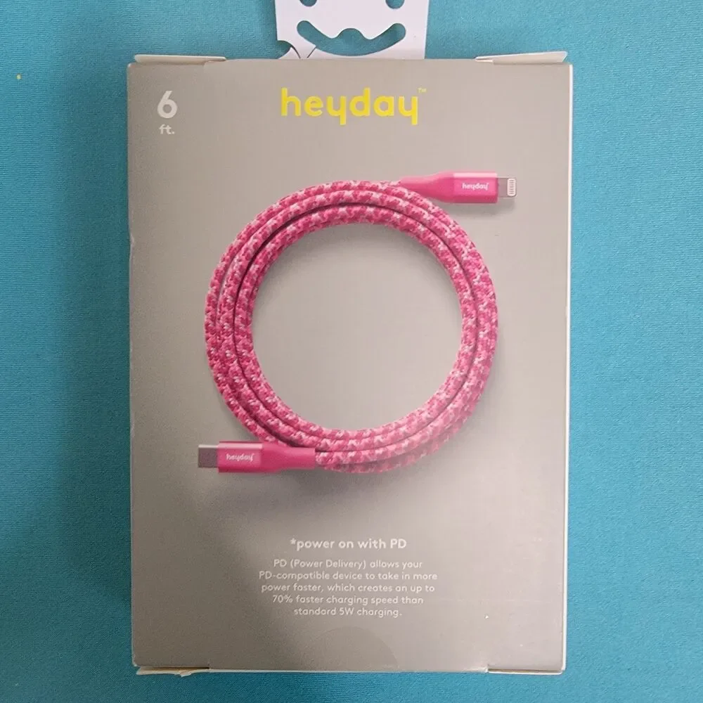 NEW Heyday 6' USB-C Fast Charging Cable Hot Pink